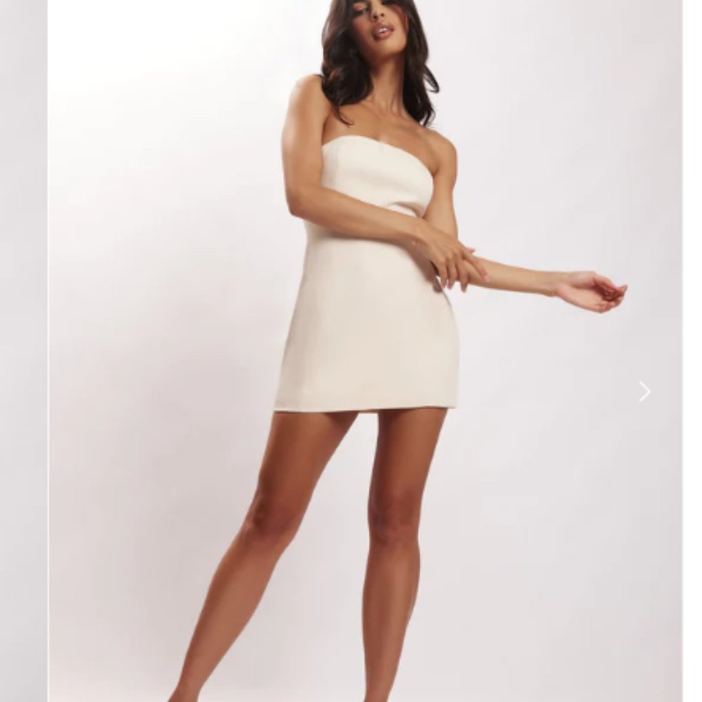 Meshki Maci Crepe Mini Dress - Cream - Size Small